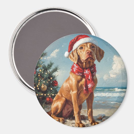 Vizsla Dog Christmas  Beach Magneet (Voorkant / Achterkant)