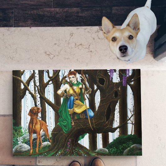 Vizsla Dog Elf Forest Deurmat
