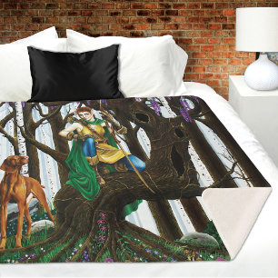 Vizsla Dog Elf Forest Sherpa Deken