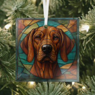 Vizsla Dog "Glas in lood" Glas Ornament