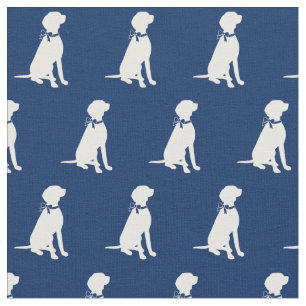 Vizsla Dog Silhouette Pet Navy Blue Stof