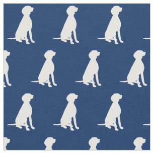 Vizsla Dog Silhouette Pet Navy Blue Stof
