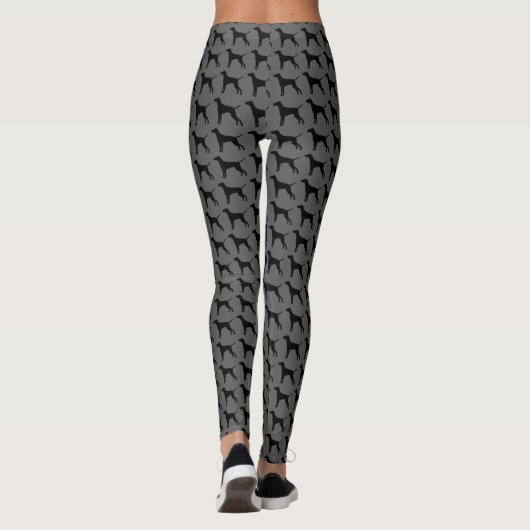 Vizsla Dog Silhouettes Pattern Grey and Black Leggings (Achterkant)
