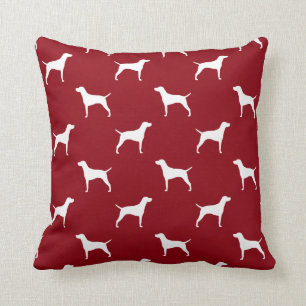 Vizsla Dog Silhouettes Pattern Red en White Kussen