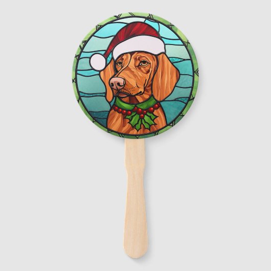 Vizsla Glas in lood Kerst Handwaaier (Achterkant)