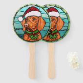 Vizsla Glas in lood Kerst Handwaaier (Voorkant en achterkant)