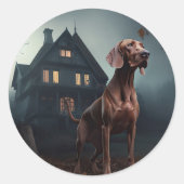 Vizsla Halloween eng Ronde Sticker (Voorkant)