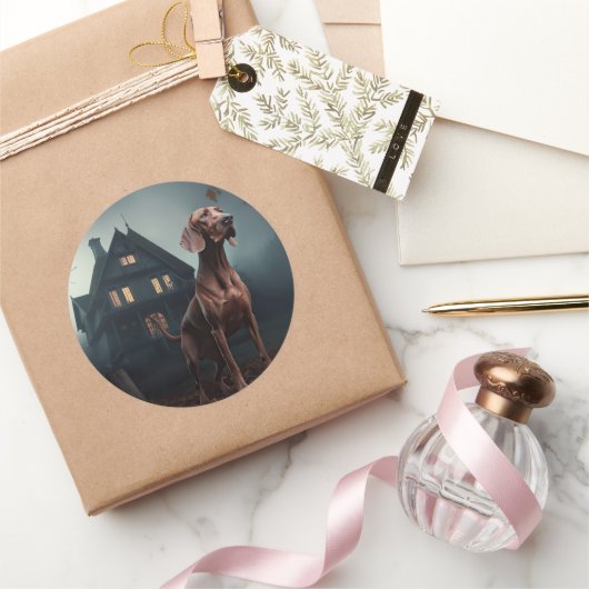 Vizsla Halloween eng Ronde Sticker (Geschenken)