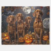 Vizsla Halloween Spooky Fleece Deken (Voorkant (Horizontaal))
