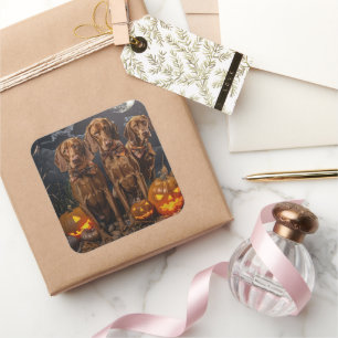 Vizsla Halloween Spooky Vierkante Sticker