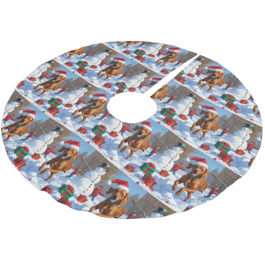 Vizsla hardlopen in de sneeuw met kerst Pet Kerstboom Rok (Gekanteld)