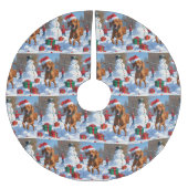 Vizsla hardlopen in de sneeuw met kerst Pet Kerstboom Rok (Voorkant)