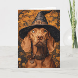 Vizsla Heks Halloween Feestdagen Kaart
