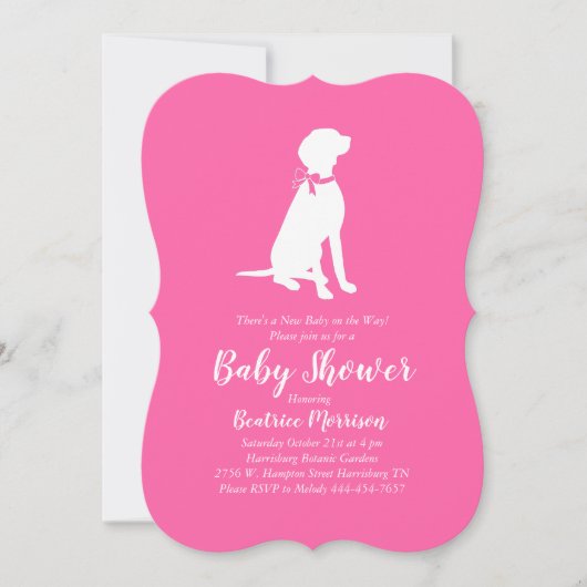 Vizsla hond baby shower meisje roze kaart (Voorkant)