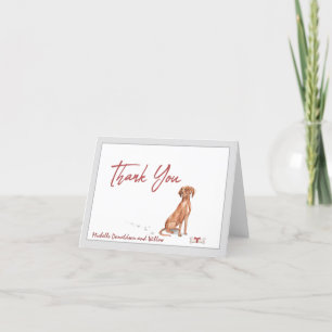 Vizsla Hond Gepersonaliseerd & Bone Red Ribbon Bedankkaart