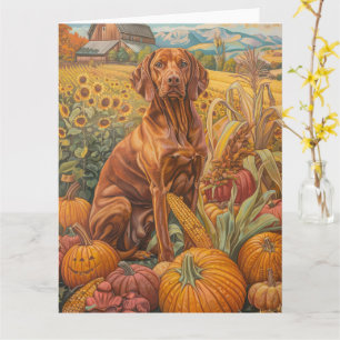 Vizsla-hond Herfst Oogst Thanksgiving Kaart