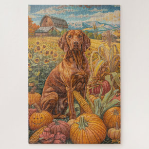 Vizsla-hond Herfst Oogst Thanksgiving Legpuzzel