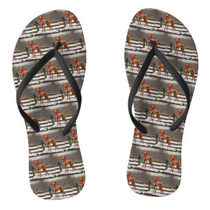 Vizsla-hond in de sneeuw Kerstmis Teenslippers