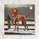 Vizsla Hond in Sneeuw Kerstmis Bedankjes Labels (Achterkant)