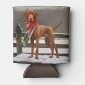 Vizsla Hond in Sneeuw Kerstmis Blikjeskoeler (Voorkant)