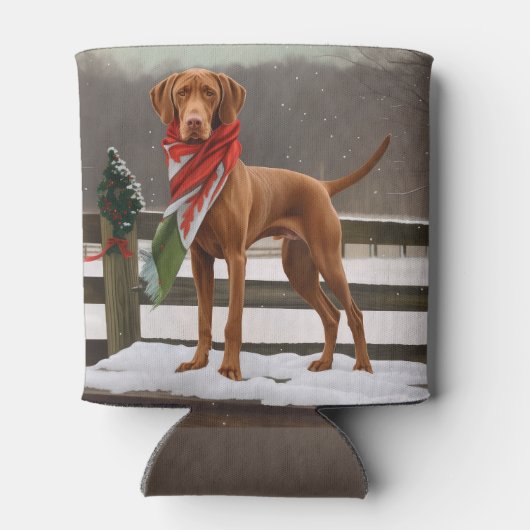 Vizsla Hond in Sneeuw Kerstmis Blikjeskoeler (Achterkant)