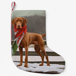Vizsla Hond in Sneeuw Kerstmis Kleine Kerstsok