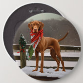 Vizsla Hond in Sneeuw Kerstmis Ronde Button 6,0 Cm (Voorkant /achterkant)