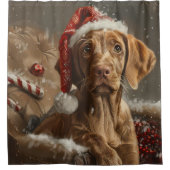 Vizsla Hond Kerstfeest Douchegordijn (Voorkant)