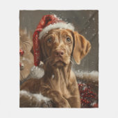 Vizsla Hond Kerstfeest Fleece Deken (Voorkant)