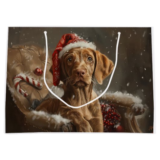 Vizsla Hond Kerstfeest Groot Cadeauzakje (Voorkant)