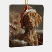 Vizsla Hond Kerstfeest Keramisch Ornament (Rechts)