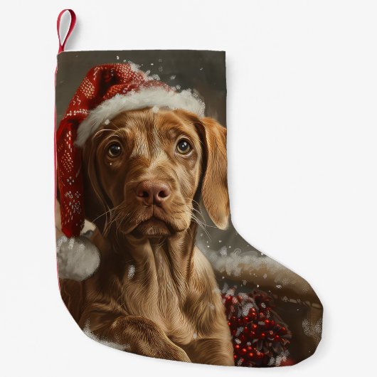 Vizsla Hond Kerstfeest Kleine Kerstsok (Voorkant)