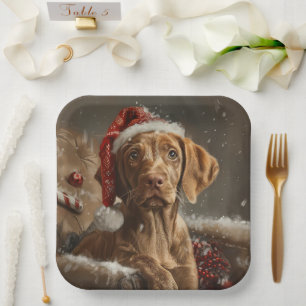 Vizsla-hond Kerstfeest Papieren Bordje