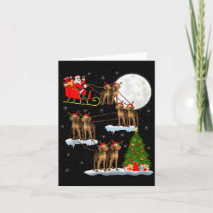 Vizsla Hond Kerstman Sleigh Vliegend Grappig Magis Kaart