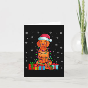 Vizsla Hond Lelijke Kerstverlichting Santa Hat Viz Kaart