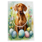 Vizsla Hond met Paaseieren Vakantie Medium Cadeauzakje (Voorkant)