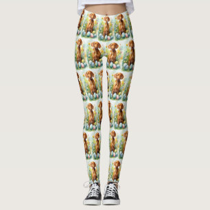 Vizsla-hond met Pasen Eieren Vakantie  Leggings