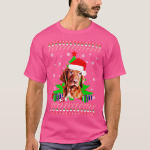 VIZSLA Hond Santa Hoed Lelijke Kersttrui Gelukkig T-shirt