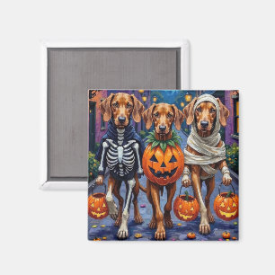 Vizsla-honden gaan langs de deuren in Halloween-ko Magneet