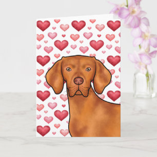 Vizsla hondenliefde met rood en roze harten patroo kaart