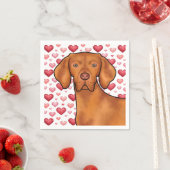 Vizsla hondenliefde met rood en roze harten patroo servet (Insitu)