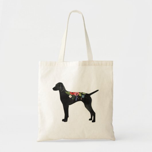 Vizsla Hondenras Boho Foral Silhouette Tote Bag (Voorkant)
