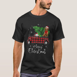 Vizsla Hondenras Red Truck Kerstmis Funny Dog T-shirt