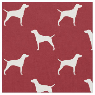 Vizsla Hondenras Silhouettes Pattern Red en White Stof