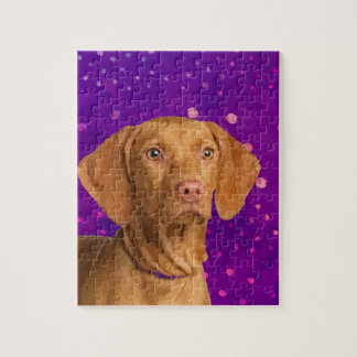 Vizsla - Hongaarse aanwijzerpupil op paars Legpuzzel