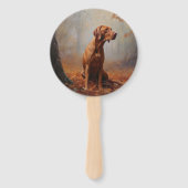 Vizsla in Herfst laat Herfst inspireren Handwaaier (Voorkant)