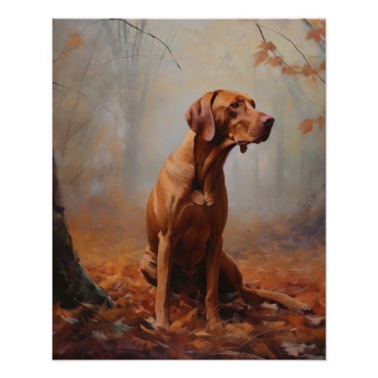 Vizsla in Herfst laat Herfst inspireren Perfect Poster (Voorkant)