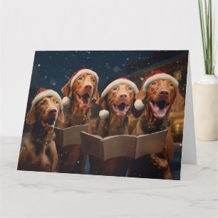 Vizsla Kerst Carolers Fun Holiday Kaart