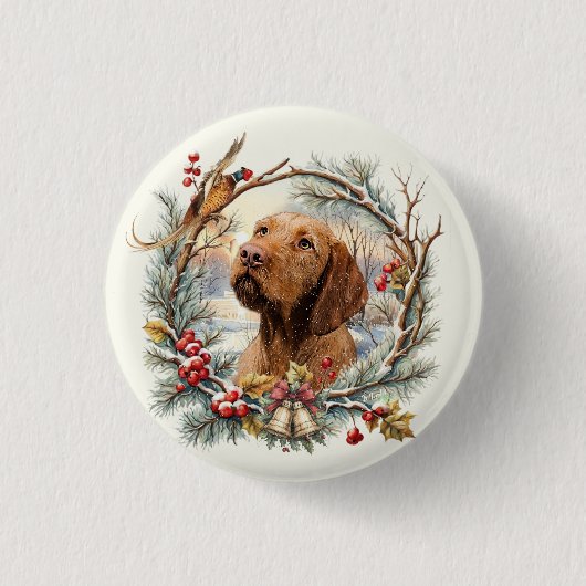 Vizsla Kerst Ronde Button 3,2 Cm (Voorkant)