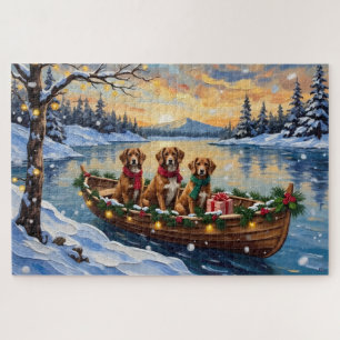Vizsla Kerstboot Vakantie Legpuzzel